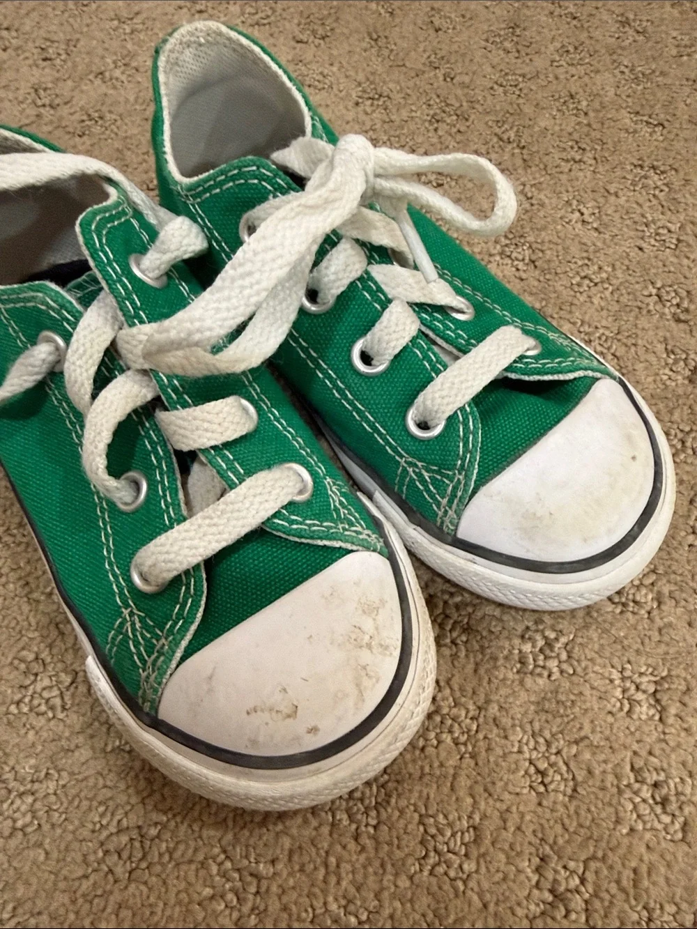Converse Kids Green Canvas Low-Top Sneakers